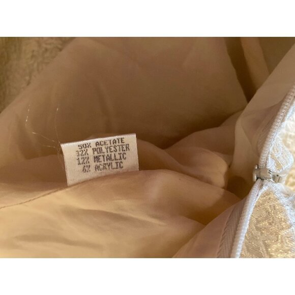 Vintage Rickie Freeman For TJ Nites Sleeveless Dress Metallic Pale Gold SZ 6 USA - Picture 5 of 5